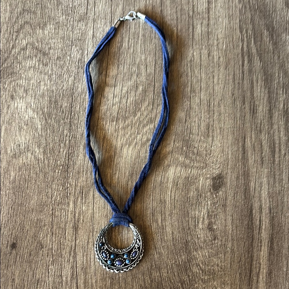 Silver and Blue Pendant Necklace